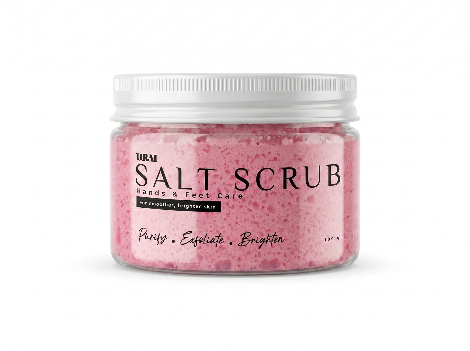 A gentle exfoliating salt scrub that removes dead skin cells, smooths rough areas, and leaves the skin feeling refreshed and soft.